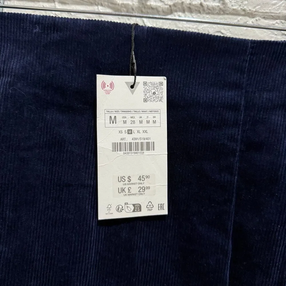 Zara navy blue corduroy mini skirt size medium